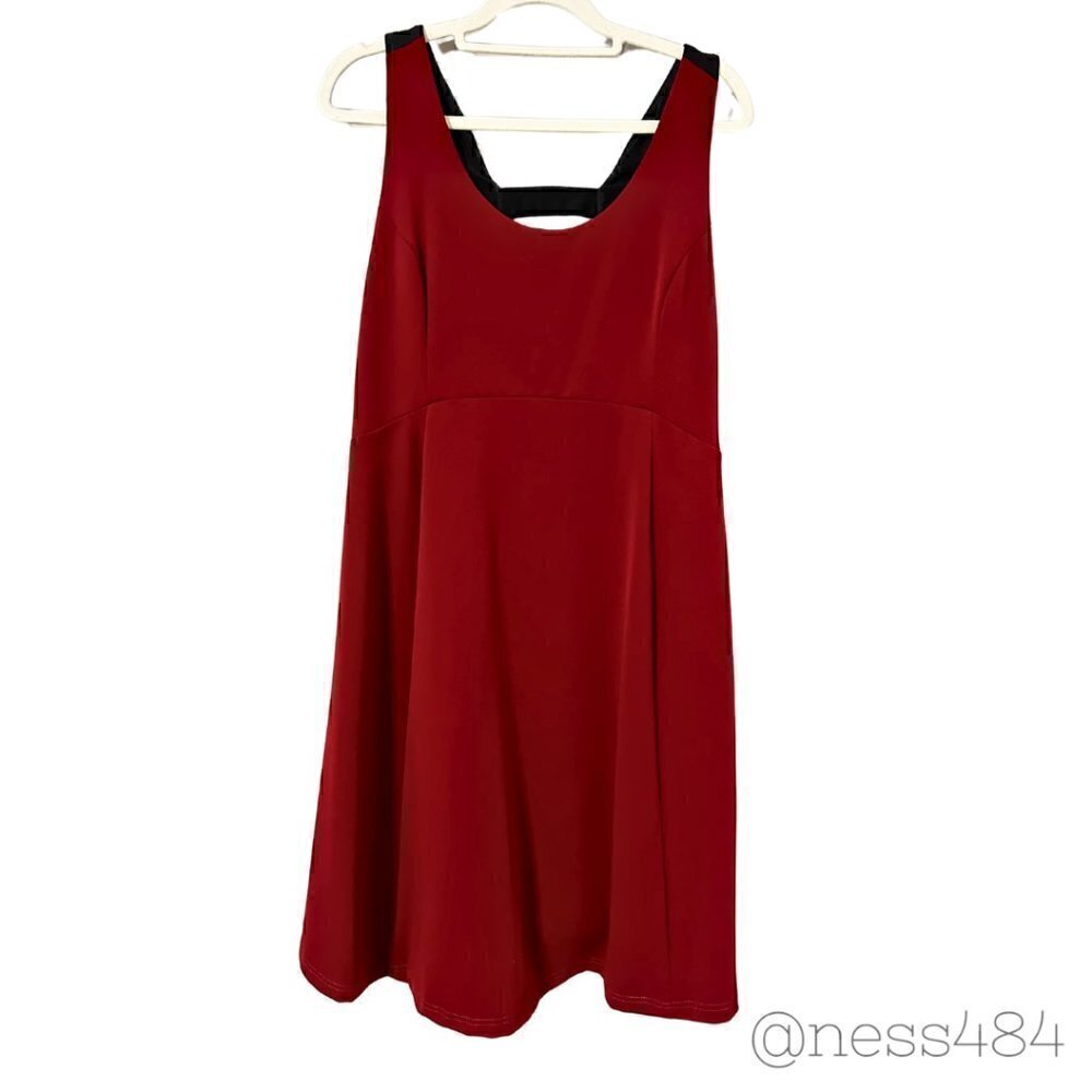 Noir Maternity Dress Red Black Cutout Back Sleeveless Sheath‎ Knee Length L